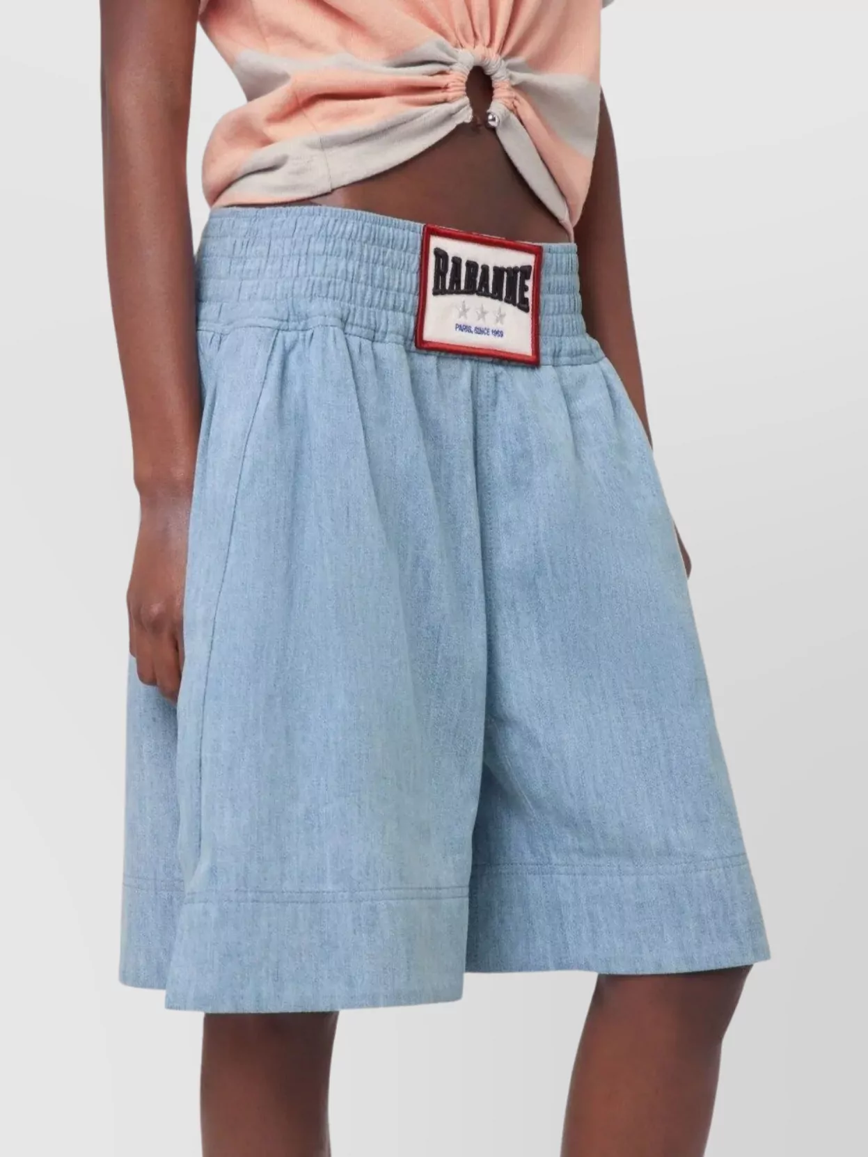 Paco Rabanne Denim Knee Length Wide Leg Shorts