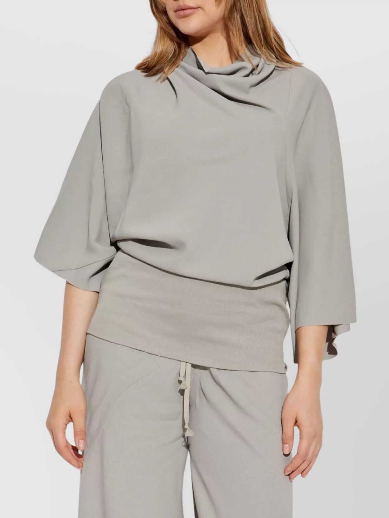 Rick Owens Draped Cowl Neck Knitwear Waistband