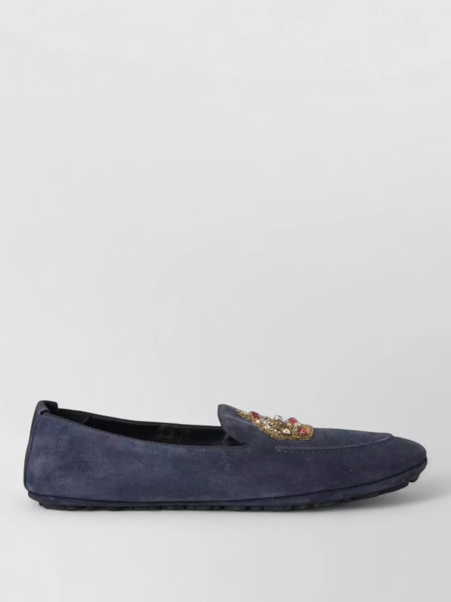 Dolce&Gabbana Leather Crystal Embellished Loafers