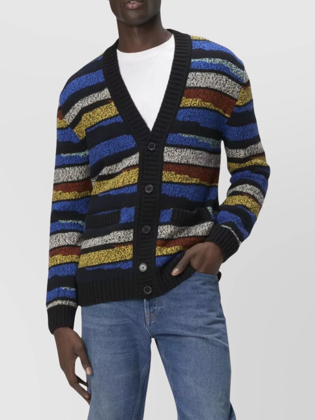 Missoni Striped Intarsia Buttoned Knit Cardigan