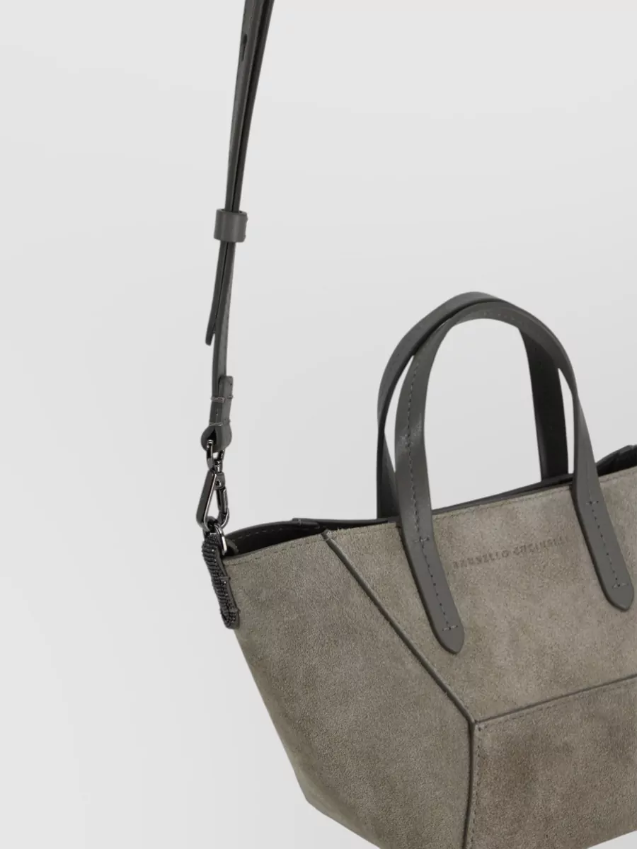 Brunello Cucinelli Globe Mini Suede-Effect Panelled Cross-Body Bag