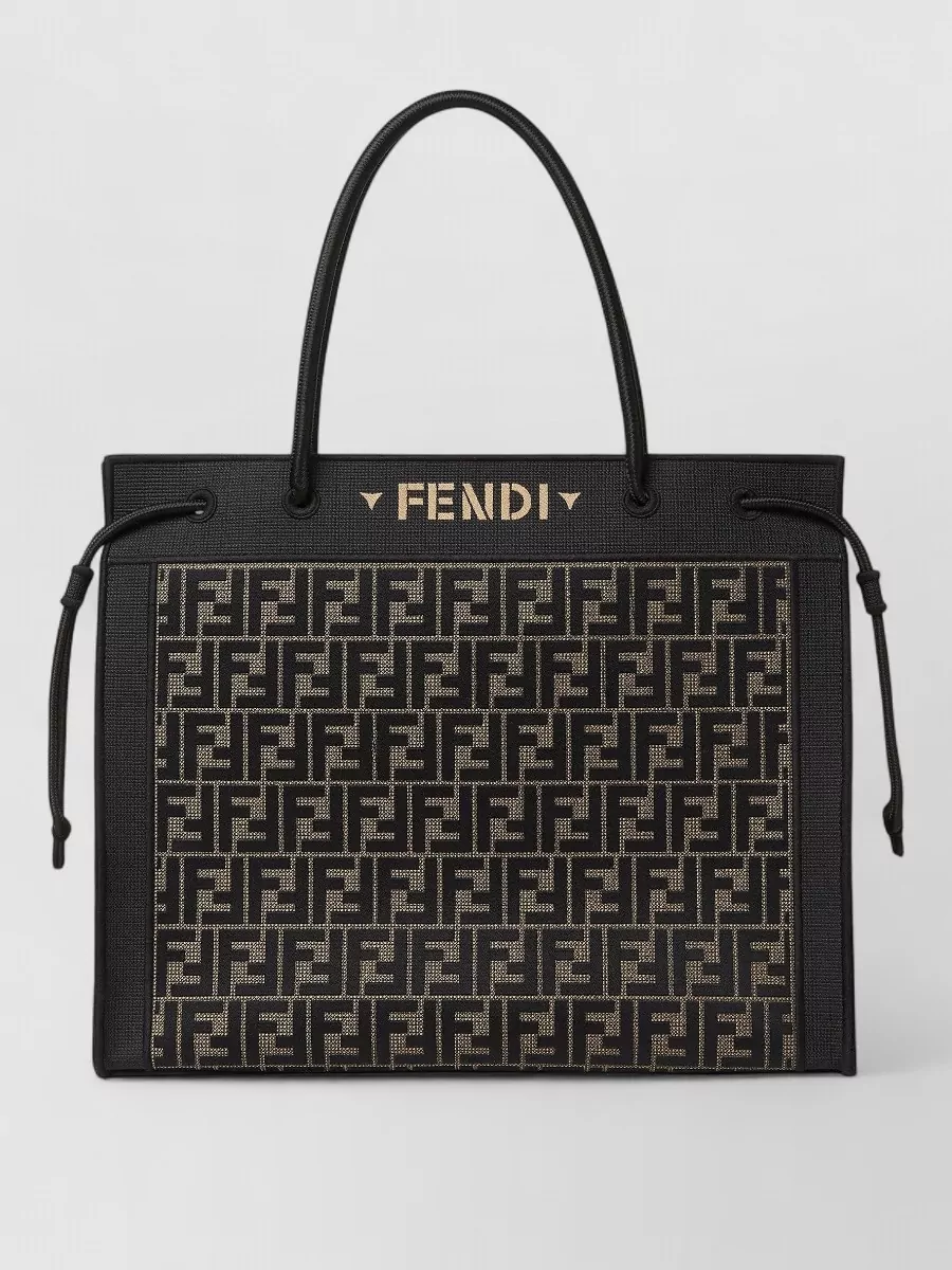 Fendi na large fabric logo-embroidered tote bag