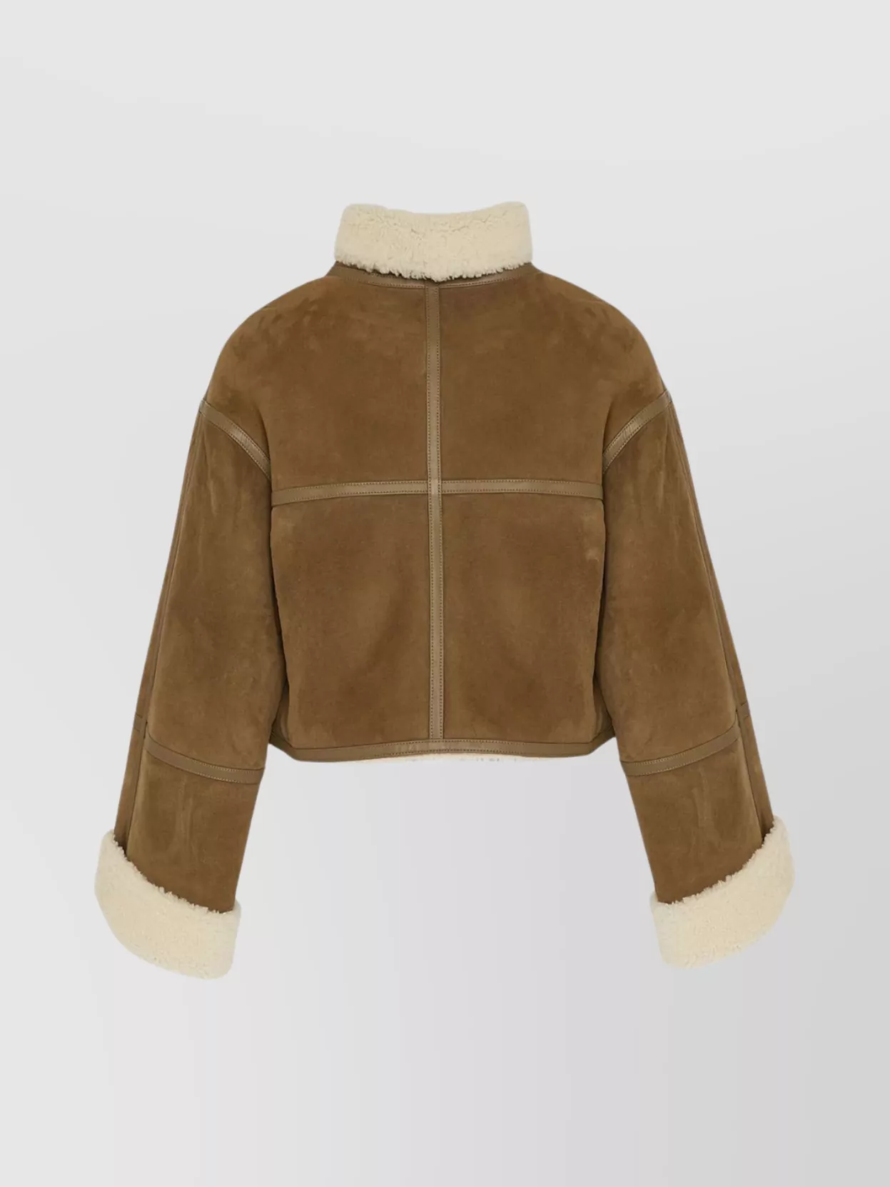 Yves Salomon Cropped Lambskin Jacket Featuring Shearling Lining In Brown