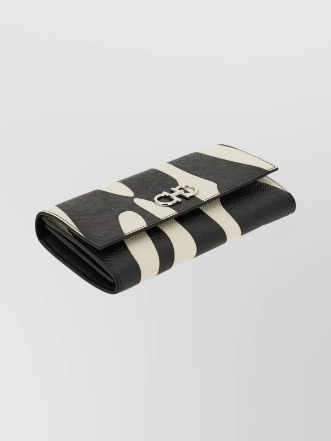 Ferragamo Gancini Zebra-print Leather Wallet On Chain