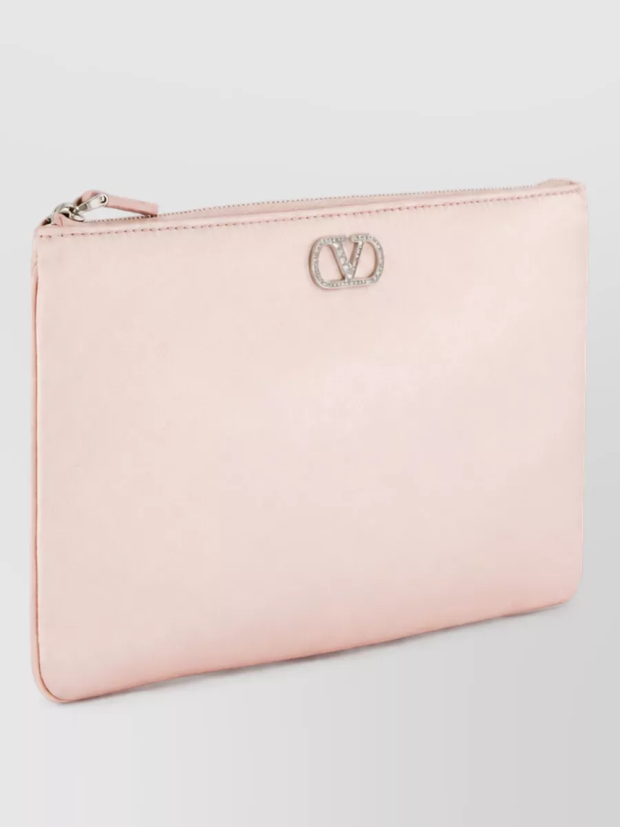 Valentino Garavani Vlogo Signature Leather Clutch Bag