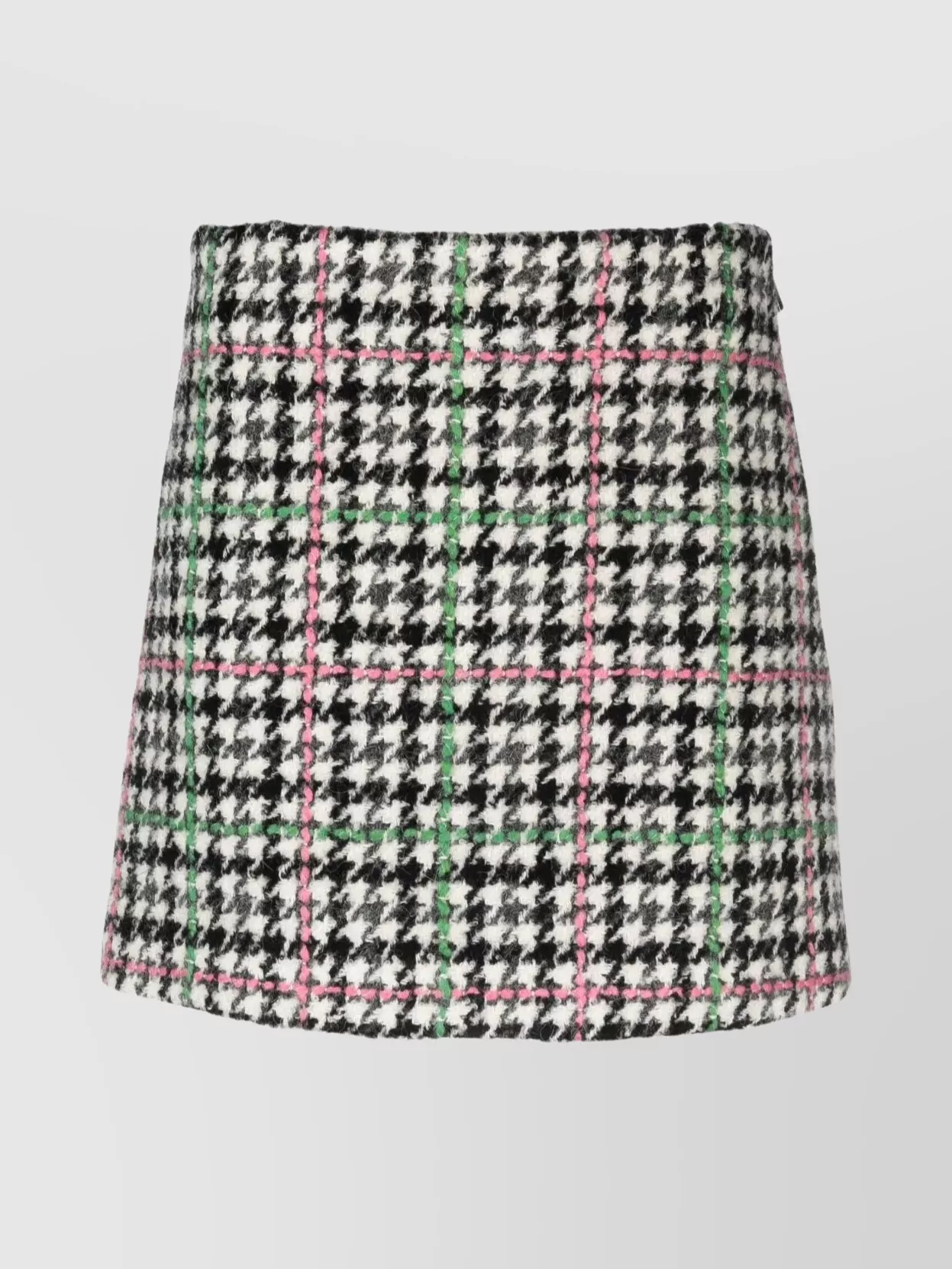 Shop Msgm Straight Hem Checkered Mini Skirt In White