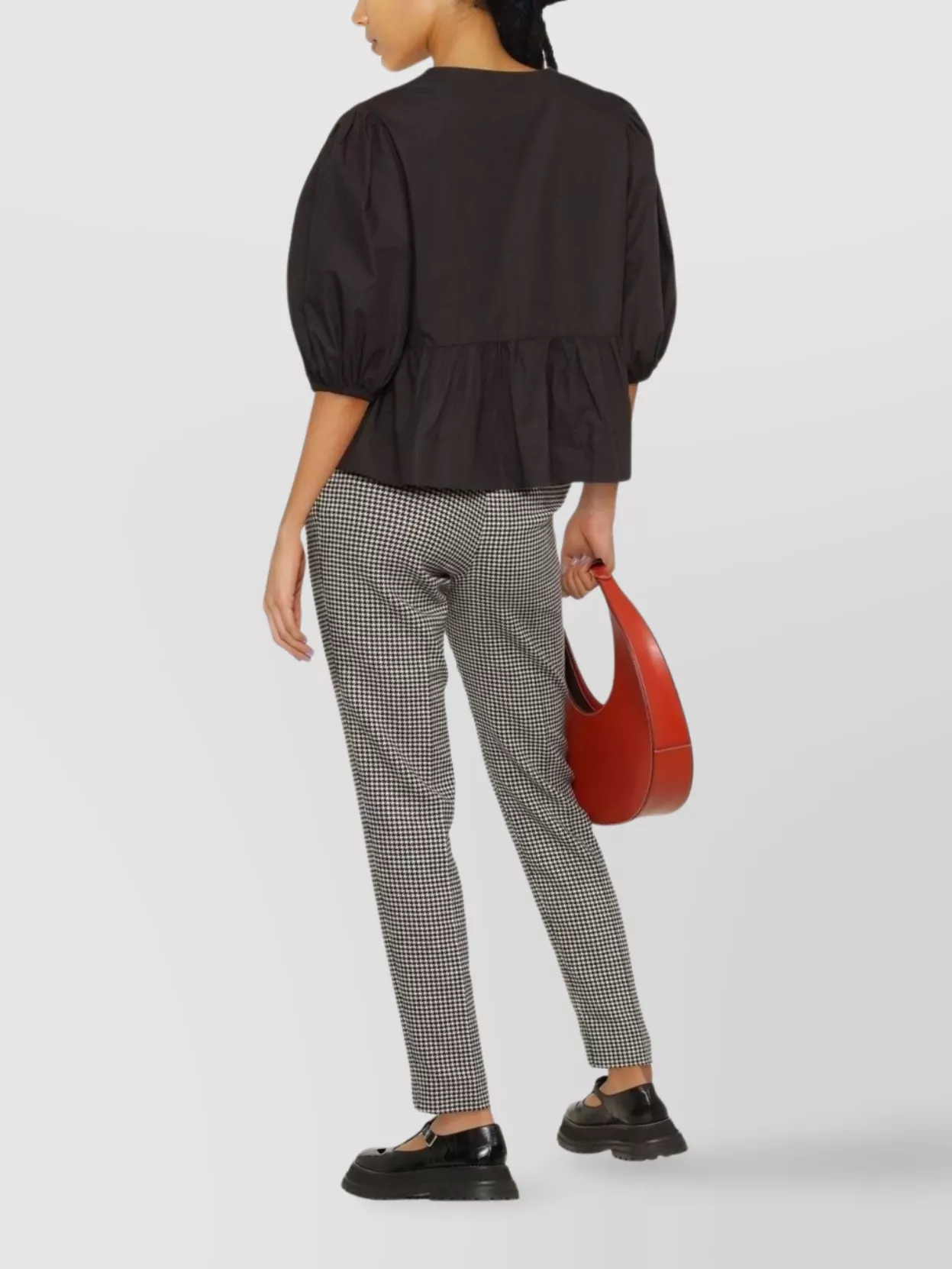 Ganni Cotton Peplum Top With Bow And Flounces