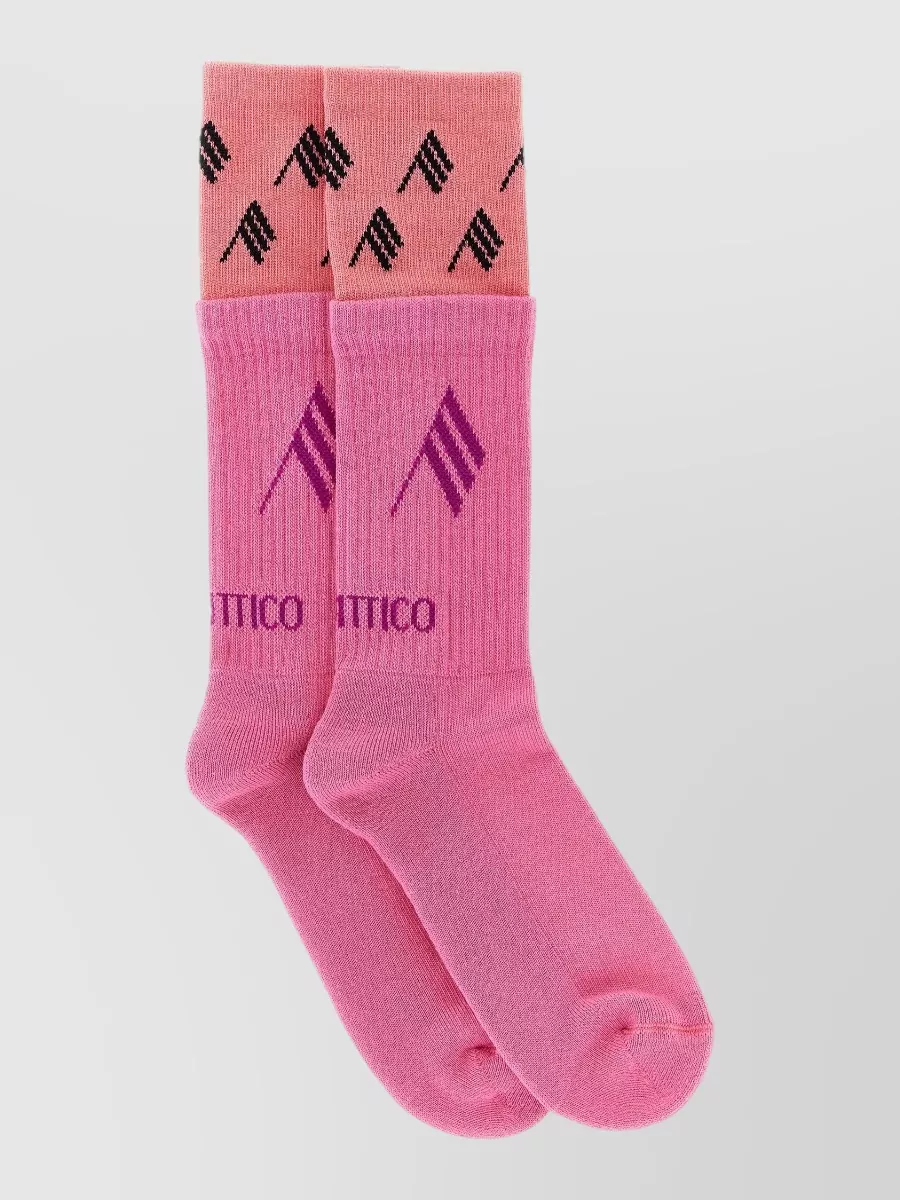 The Attico Ribbed Logo-Knit Knee-High Socks