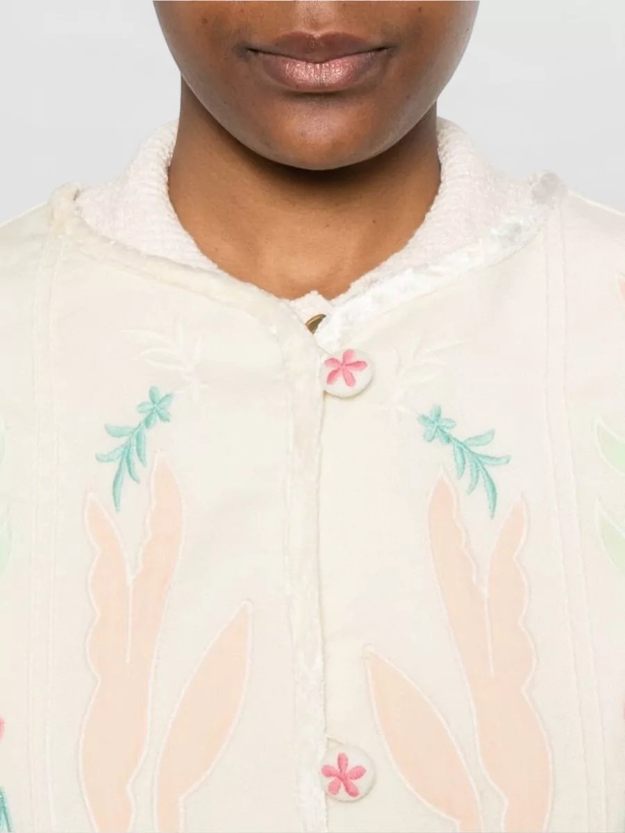 Forte Forte Tweed Wool Jacket Round Neck Embroidery