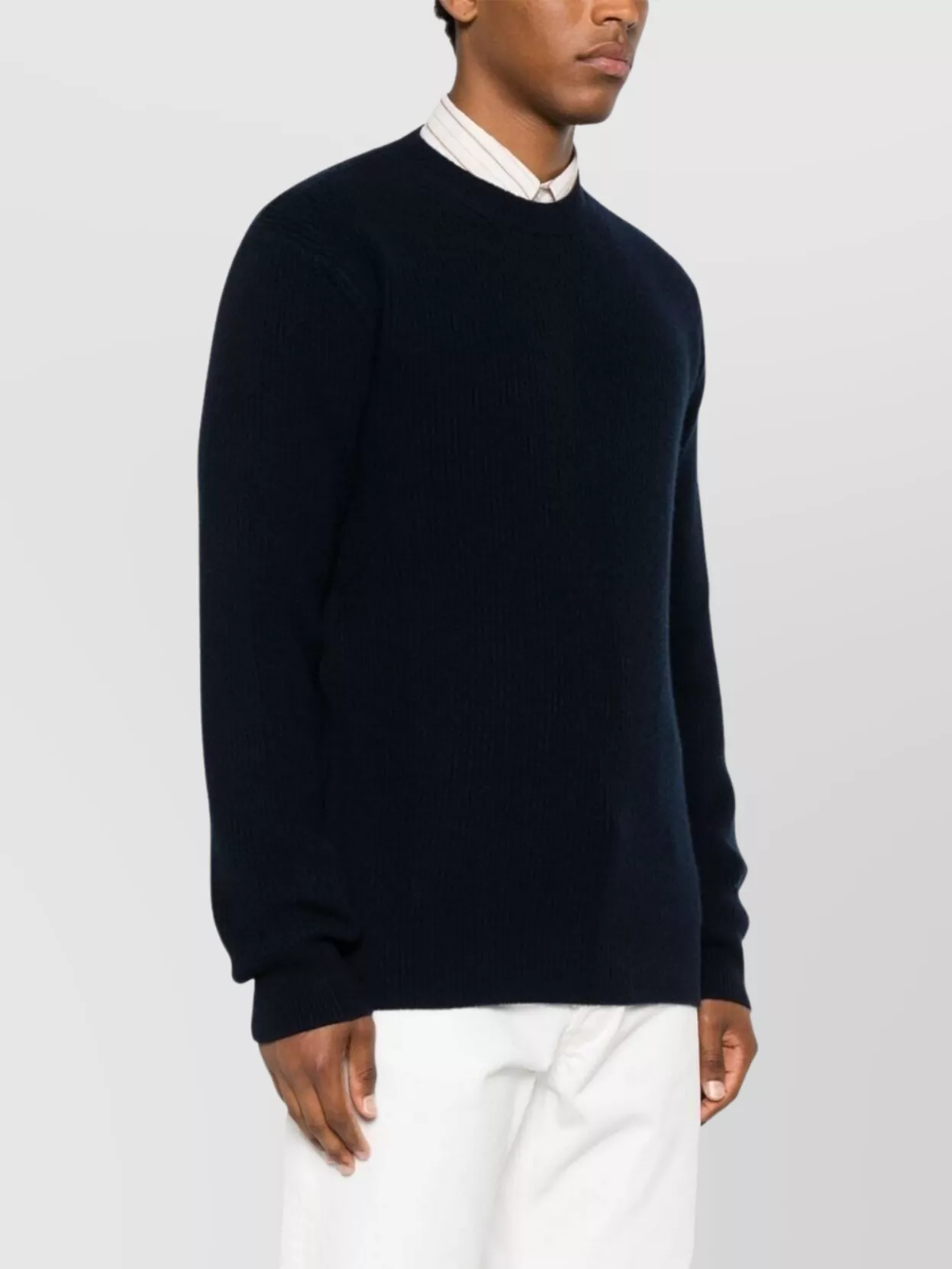Zegna Ribbed Long Sleeve Crew Neck Sweater