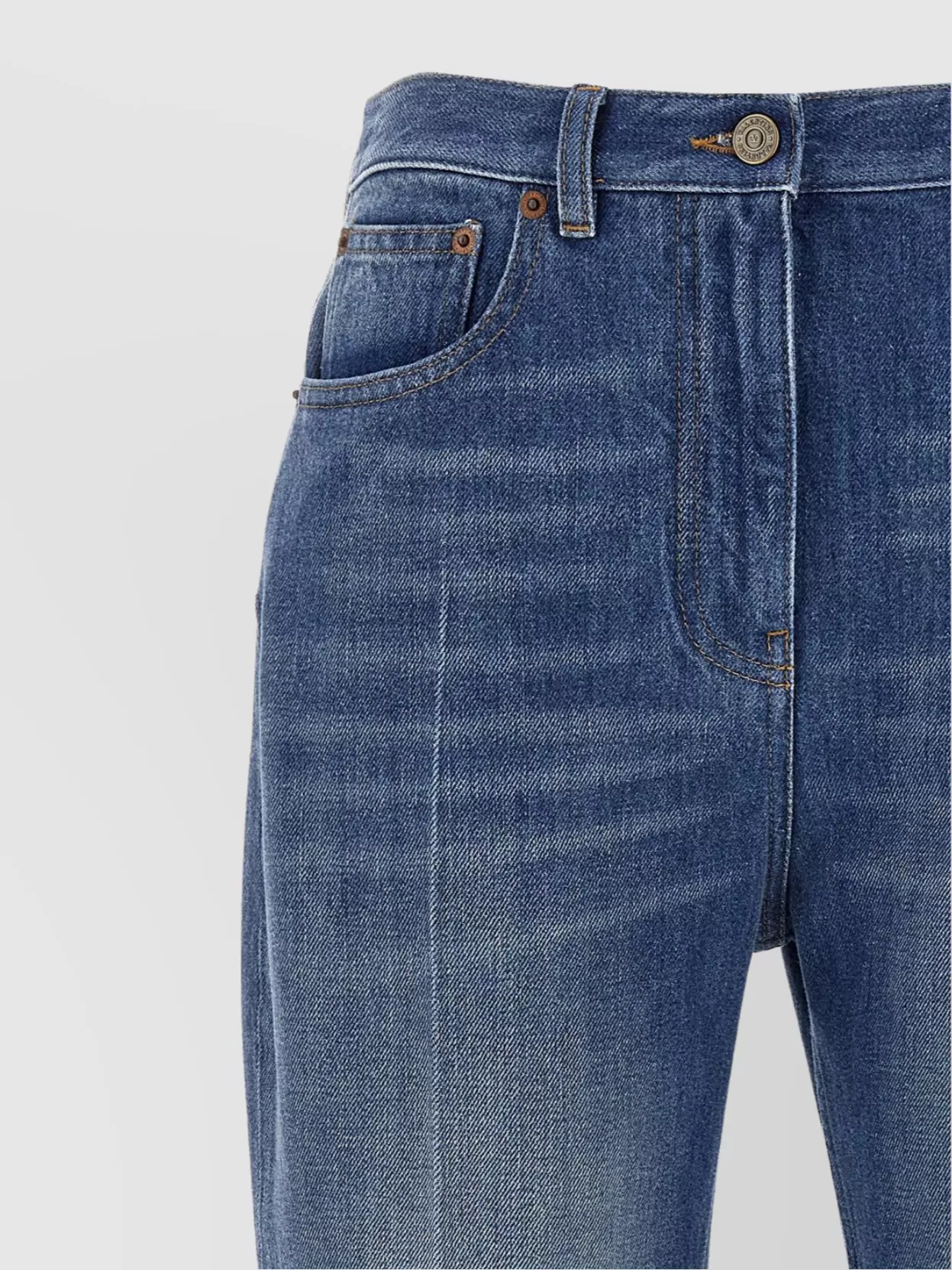 Valentino Garavani Flared Denim Trousers With Belt Loops And Contrast Stitching