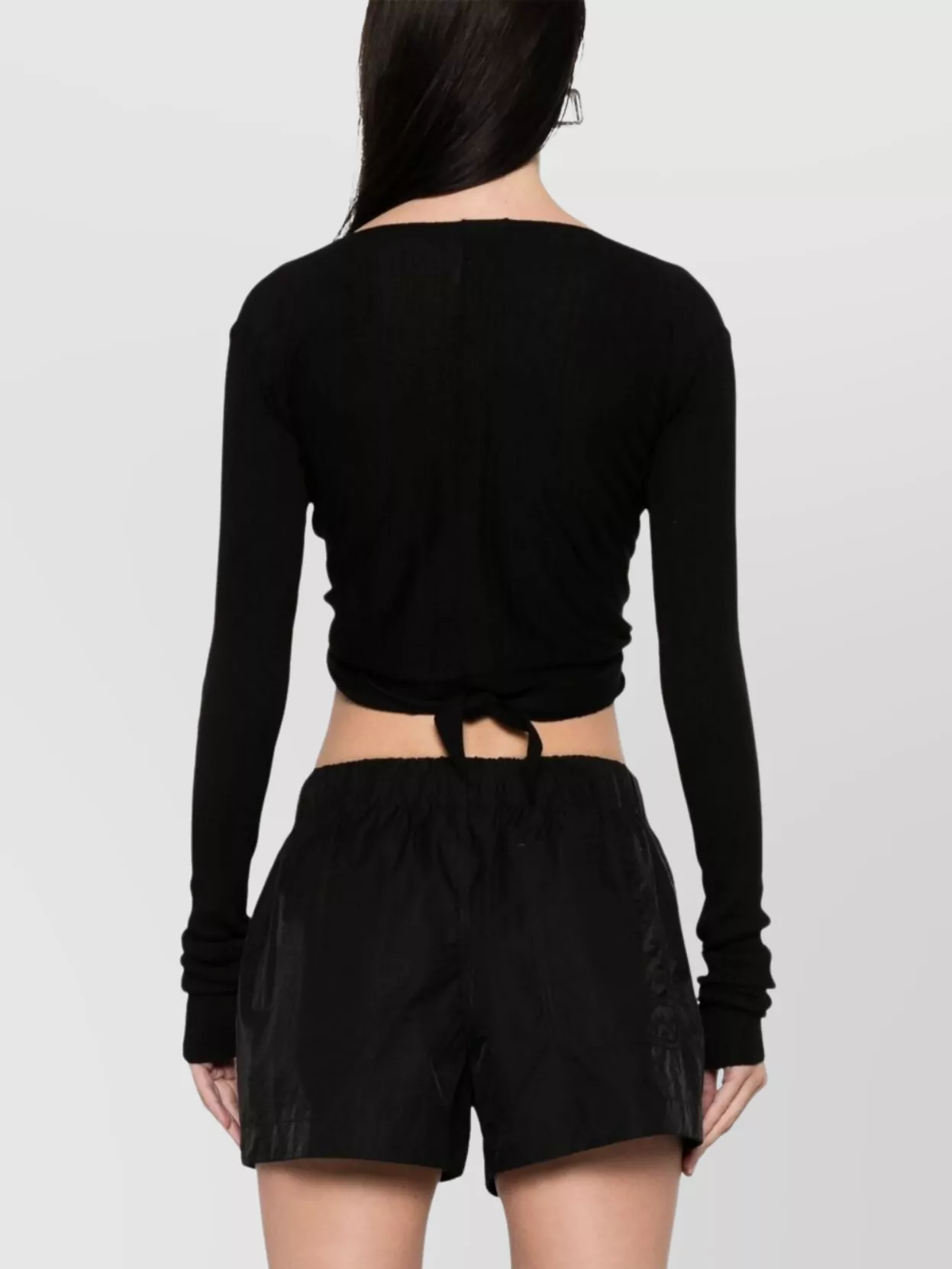 Rick Owens Cropped V-neck Ribbed Knit Cardigan