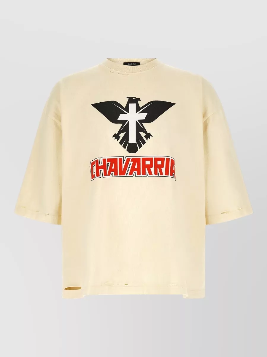Willy Chavarria Graphic-Print Distressed Cotton T-Shirt