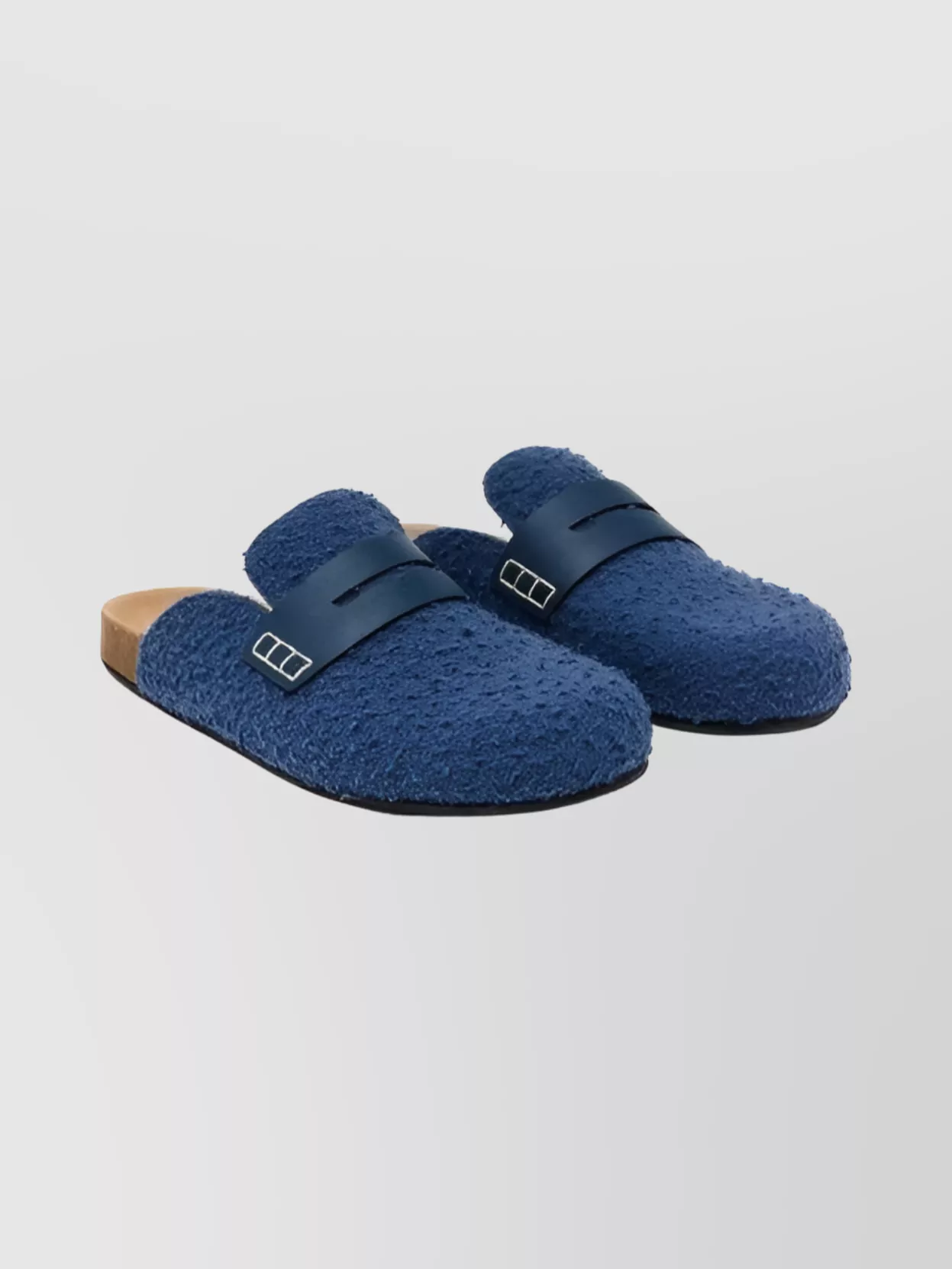 Jw Anderson Textured Round Toe Flat Sole Loafers In Blue