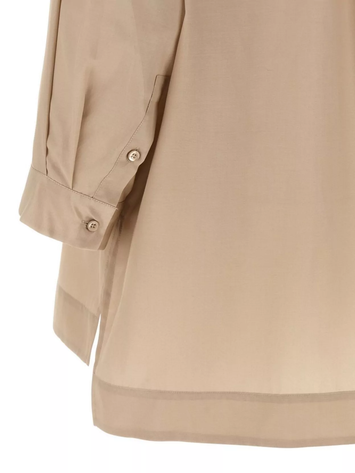 Peserico Longline Shirt With Chest Pocket In Nude