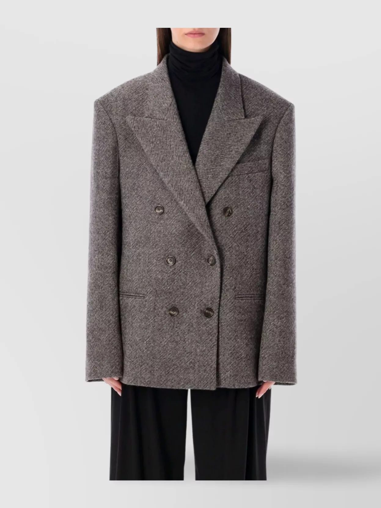Magda Butrym Double Breasted Wool Chevron Jacket In Animal Print