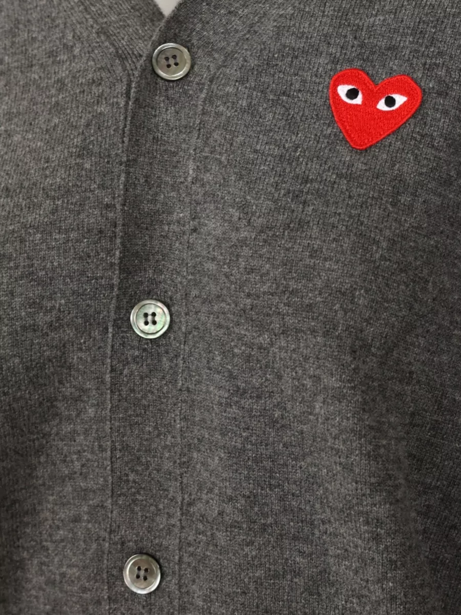 Comme Des Garçons Play Knit Cardigan Cuffs Ribbed Hem