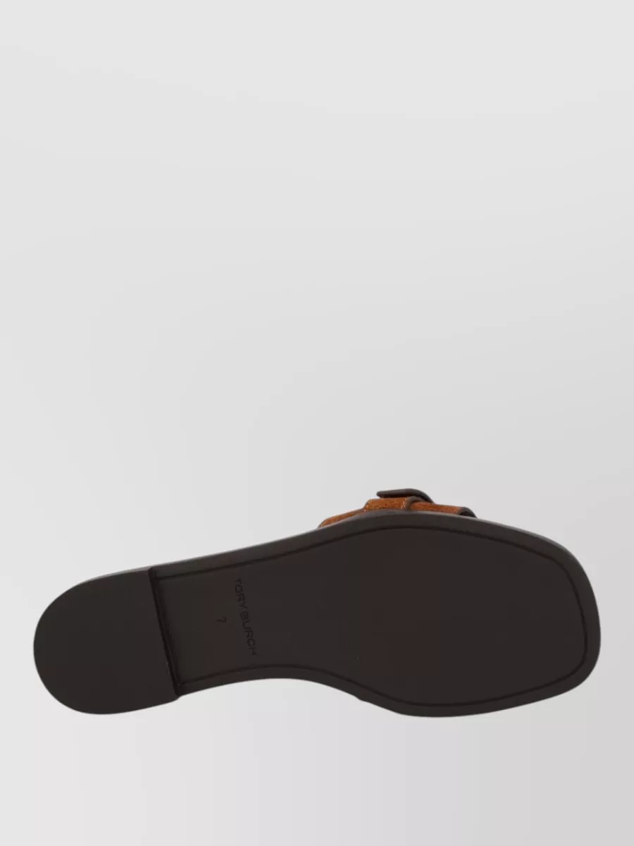 Tory Burch Suede Logo-Plaque Slides