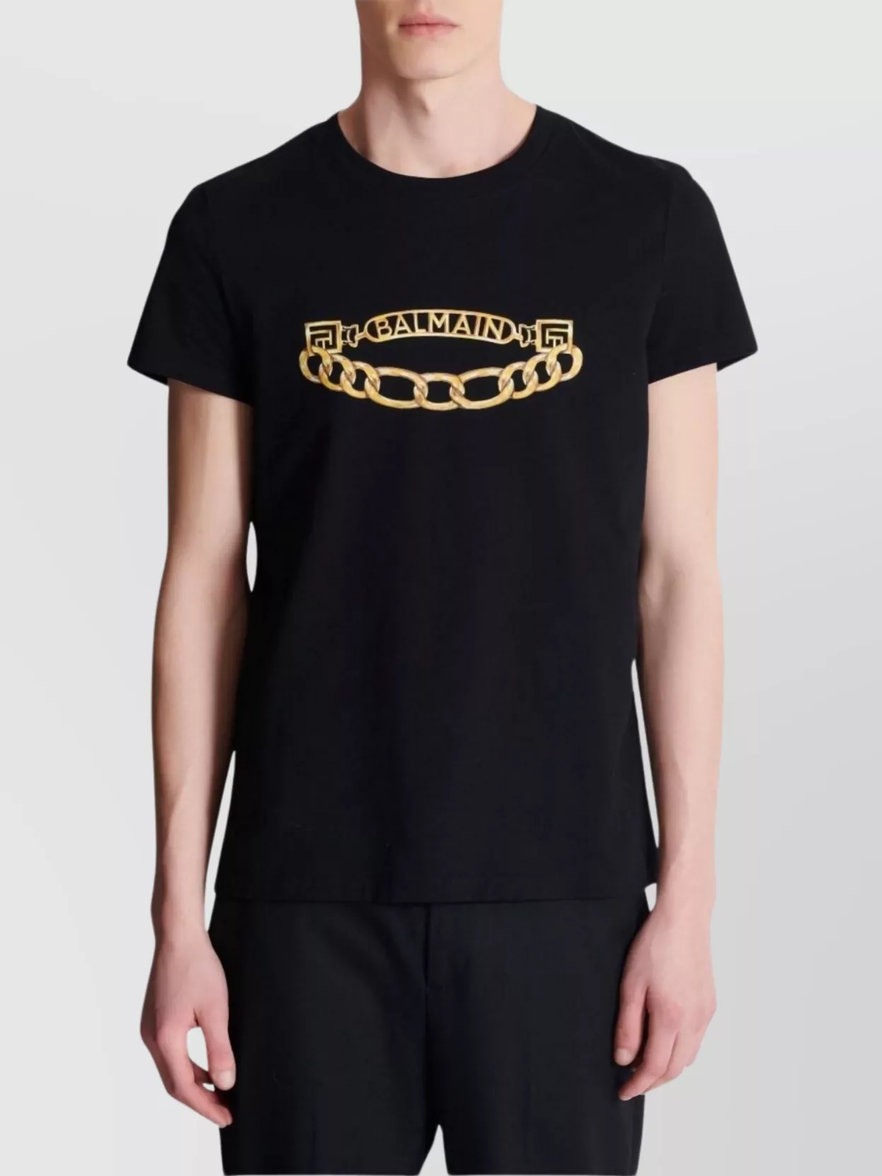 Balmain Crew Neck Graphic Print Short Sleeves