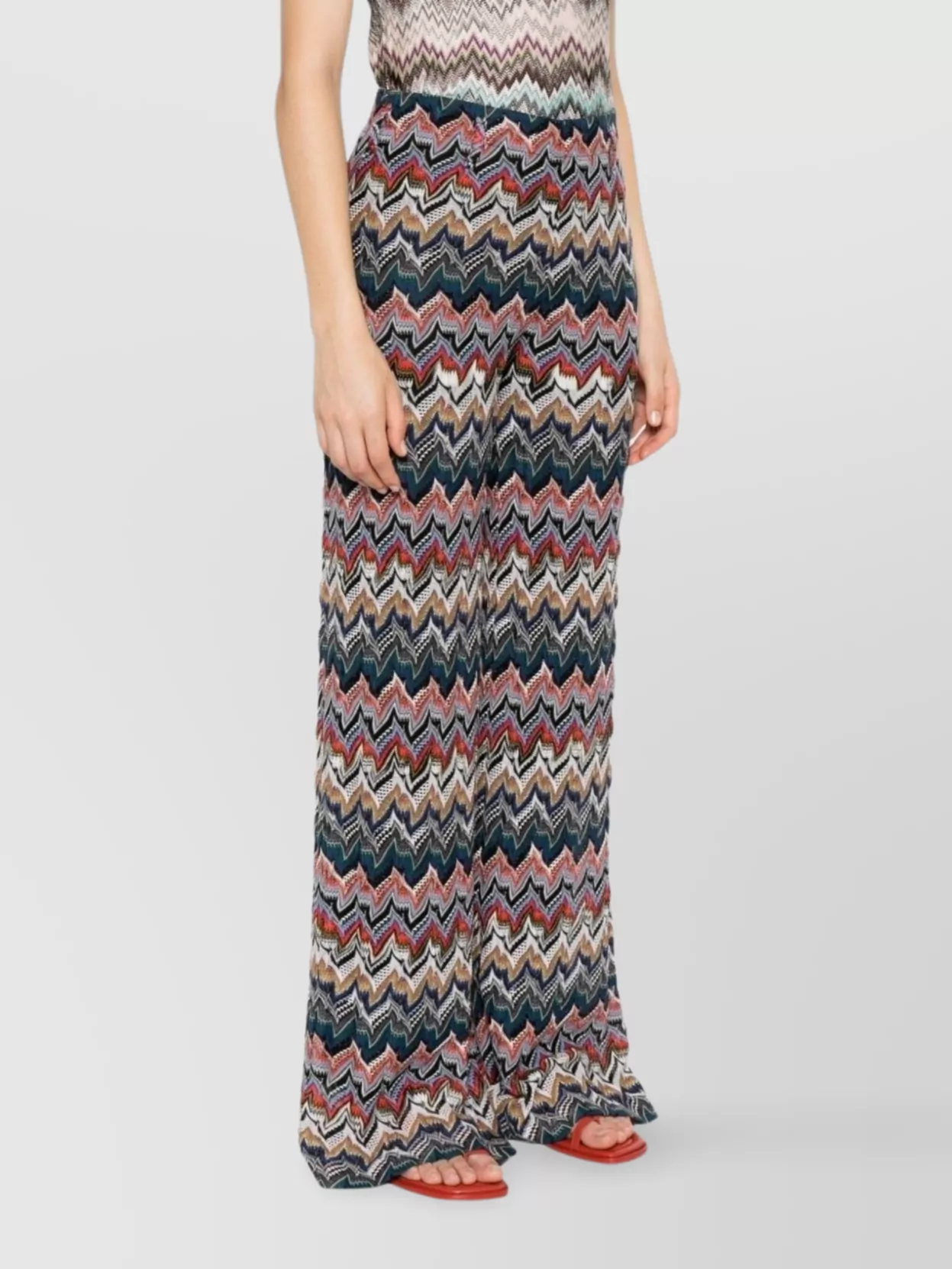 Missoni Long Zigzag Pattern Trousers With Elastic Waistband In Multi