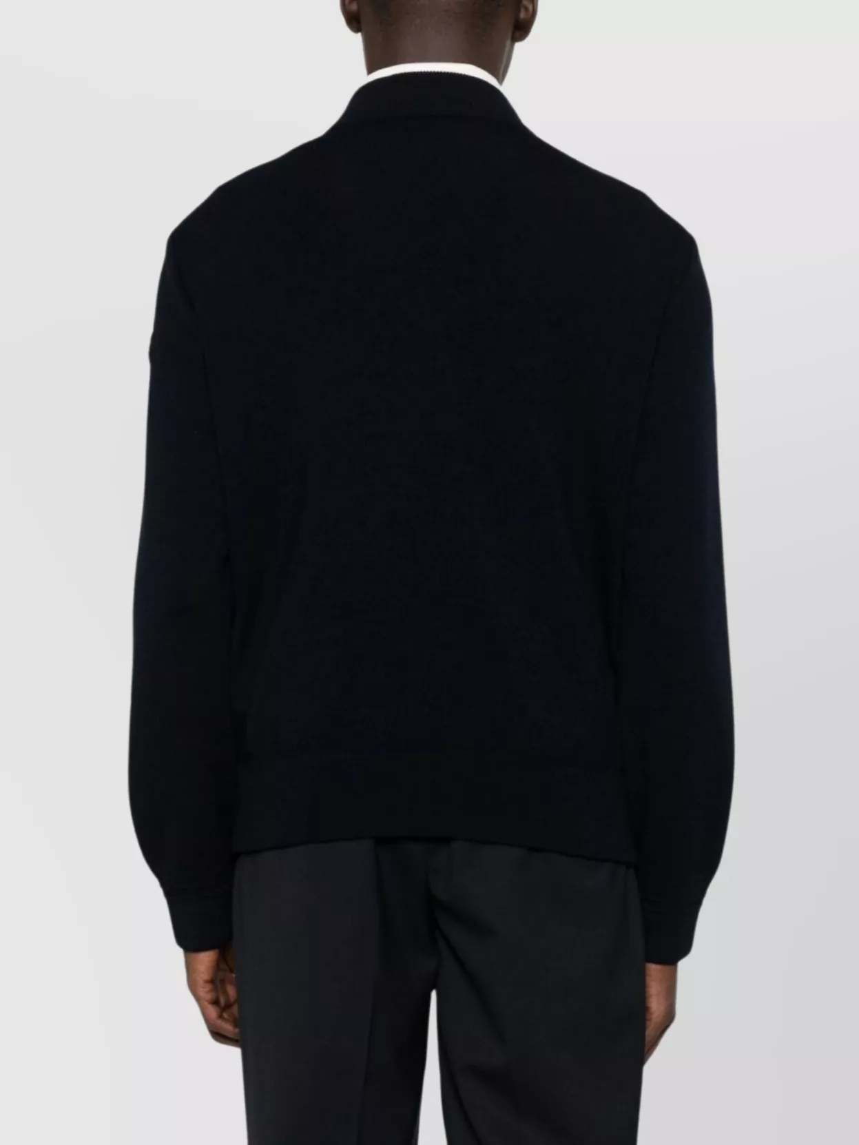 Moncler Padded Zip Front Jacket With Wool Sleeves