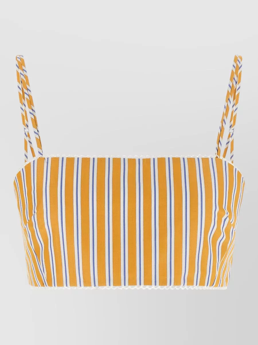 The Andamane striped cotton bralette crop bikini top