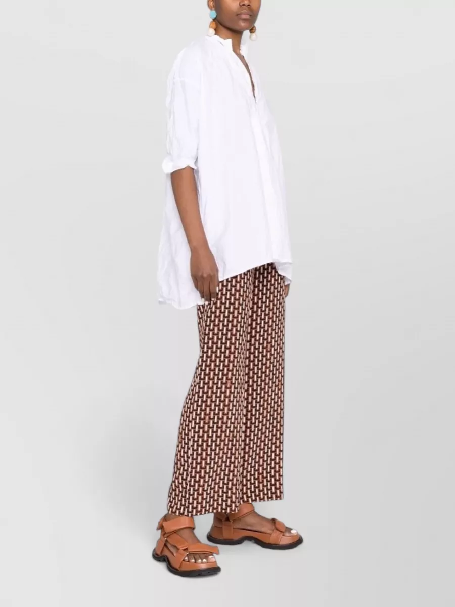 Daniela Gregis Cotton Shirt High Low Hem Stand Collar