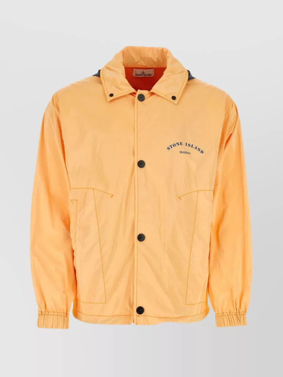 Shop Stone Island Marina Functional Ripstop Jacket With Detachable Hood In Yellow