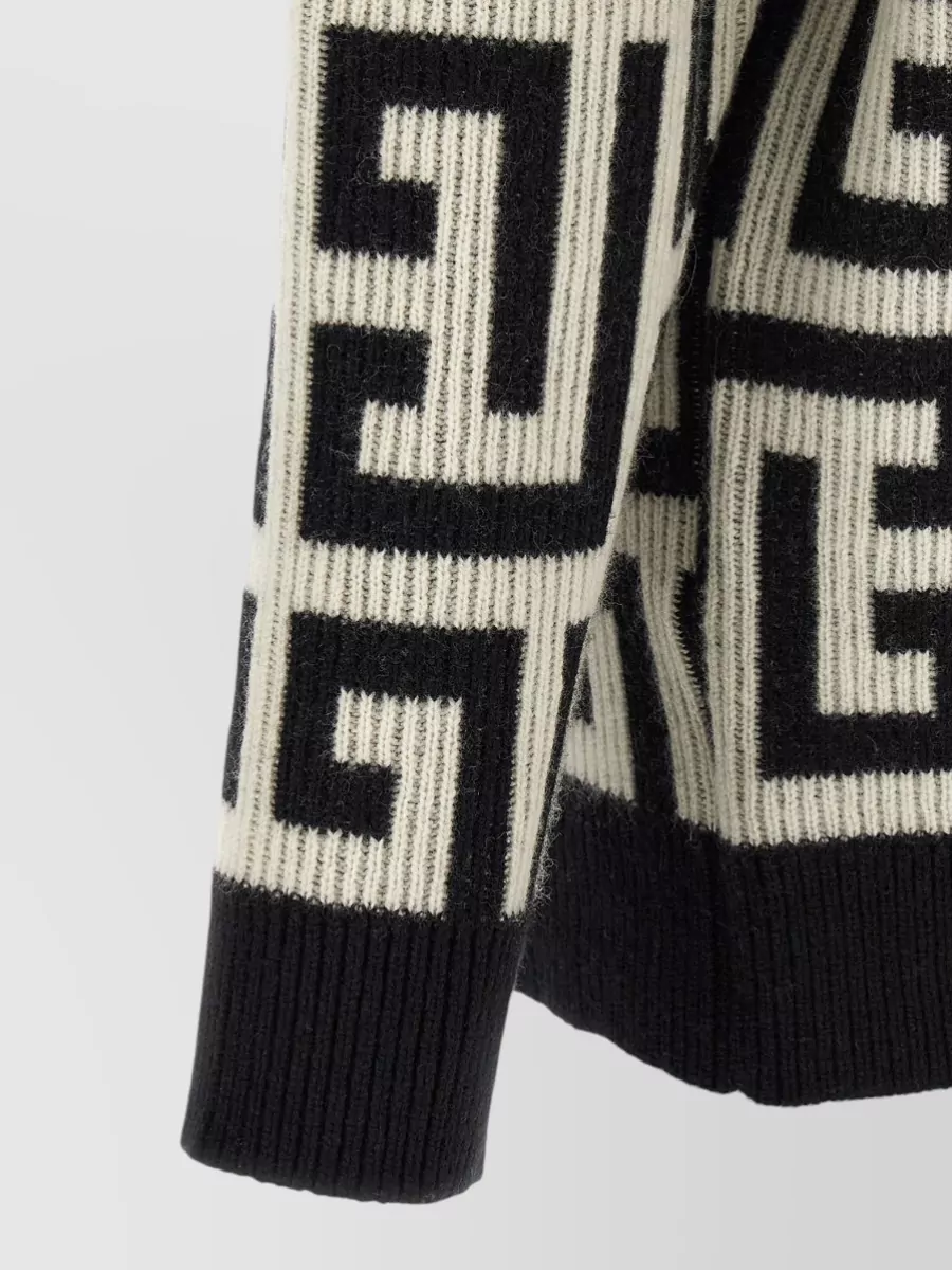 Balmain Cashmere Merino Wool Monogram V-Neck Cardigan