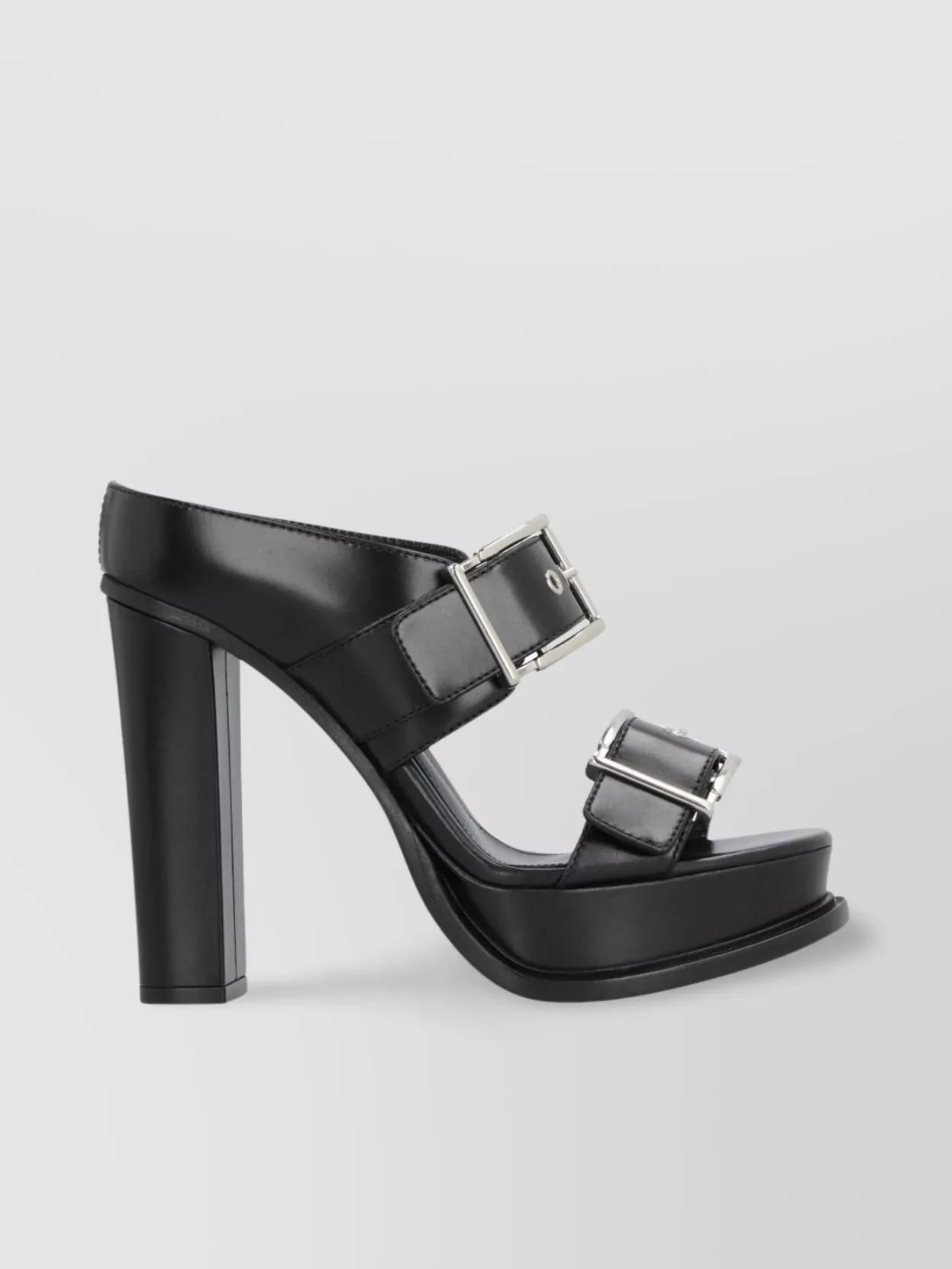 Shop Alexander Mcqueen Leather Platform Sandals Featuring Buckle Detail