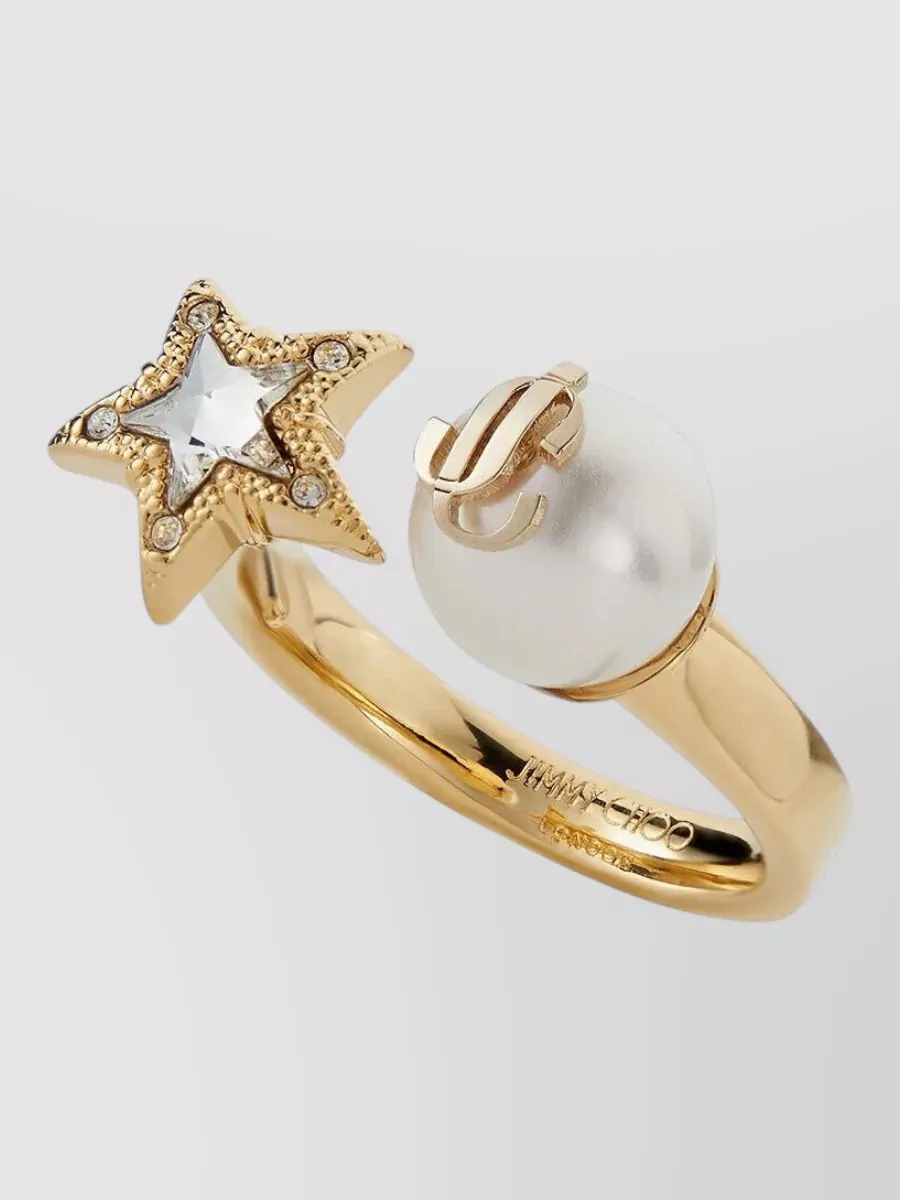 Jimmy Choo crystal-embellished pearl ring