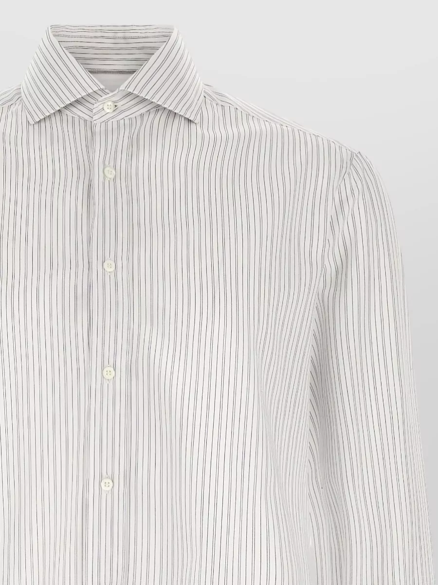 Brunello Cucinelli Striped Cotton French Collar Shirt