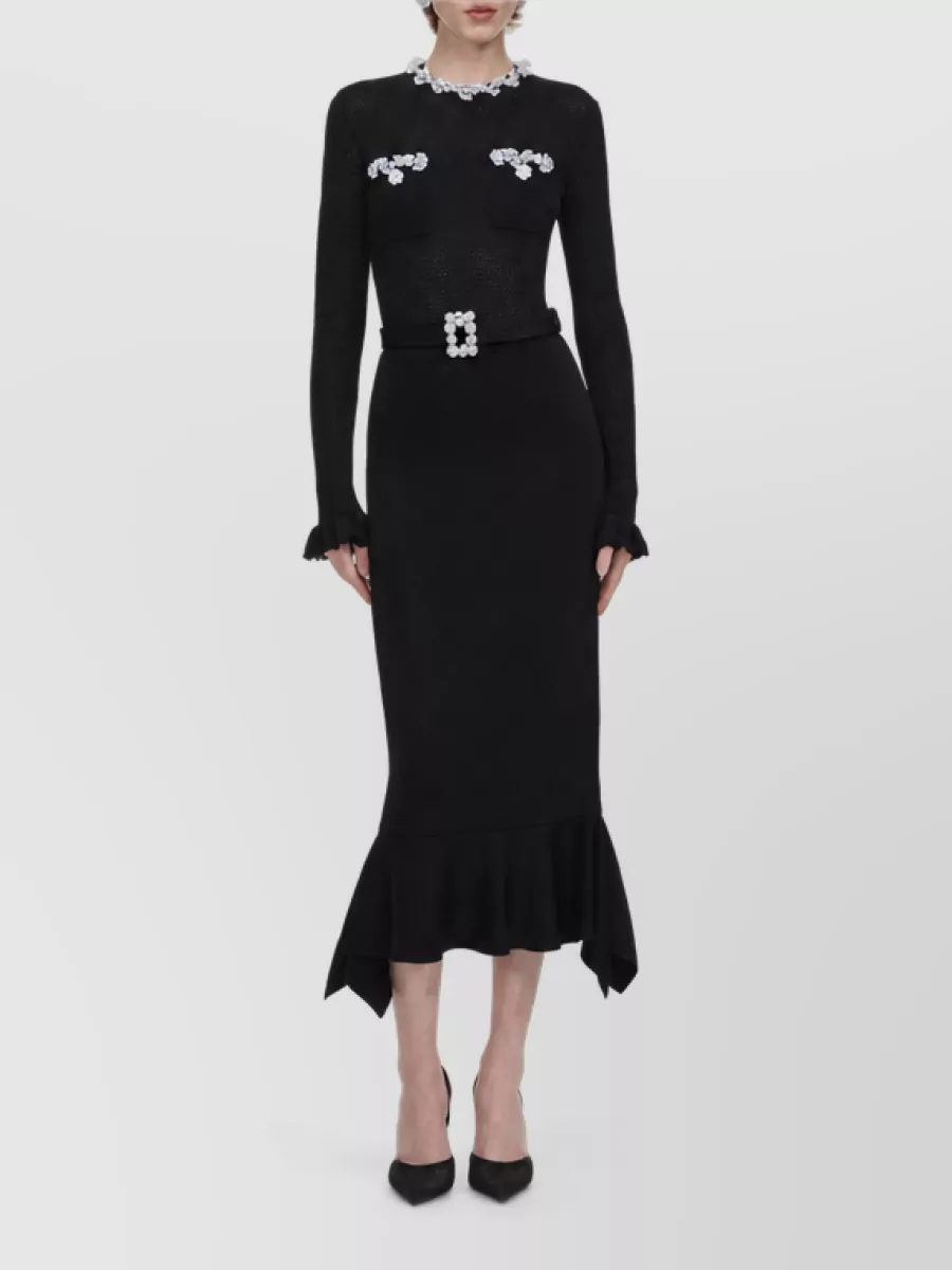 Self-Portrait Belted Knit Midi Dress