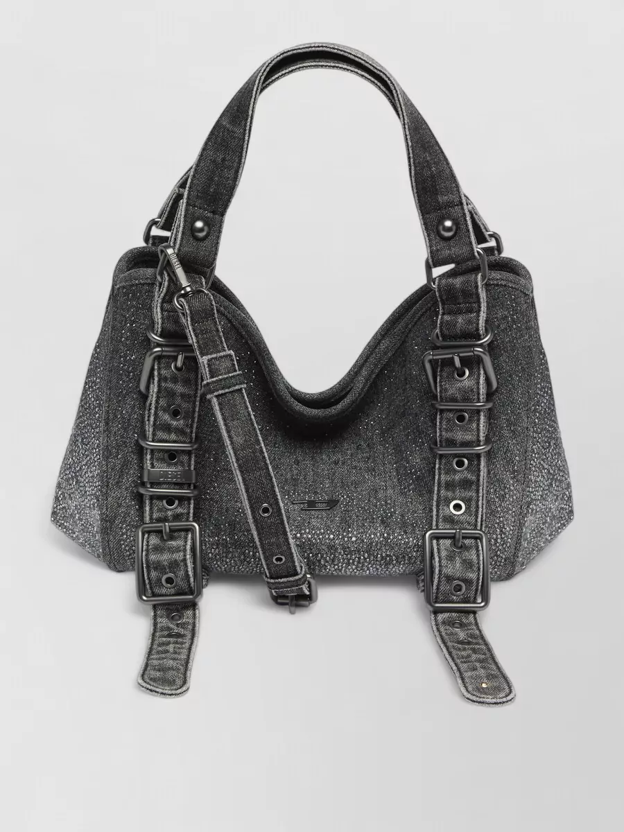 Diesel small crystal-embellished denim tote bag