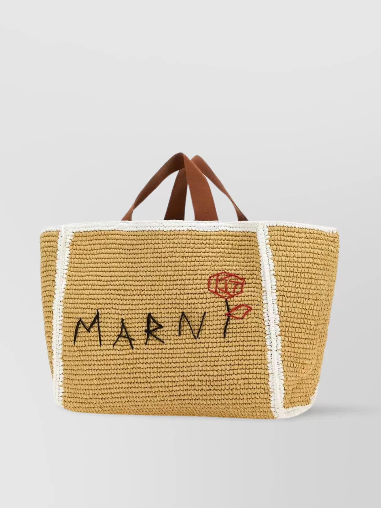 Shop Marni Raffia Shopping Bag Contrast Trim