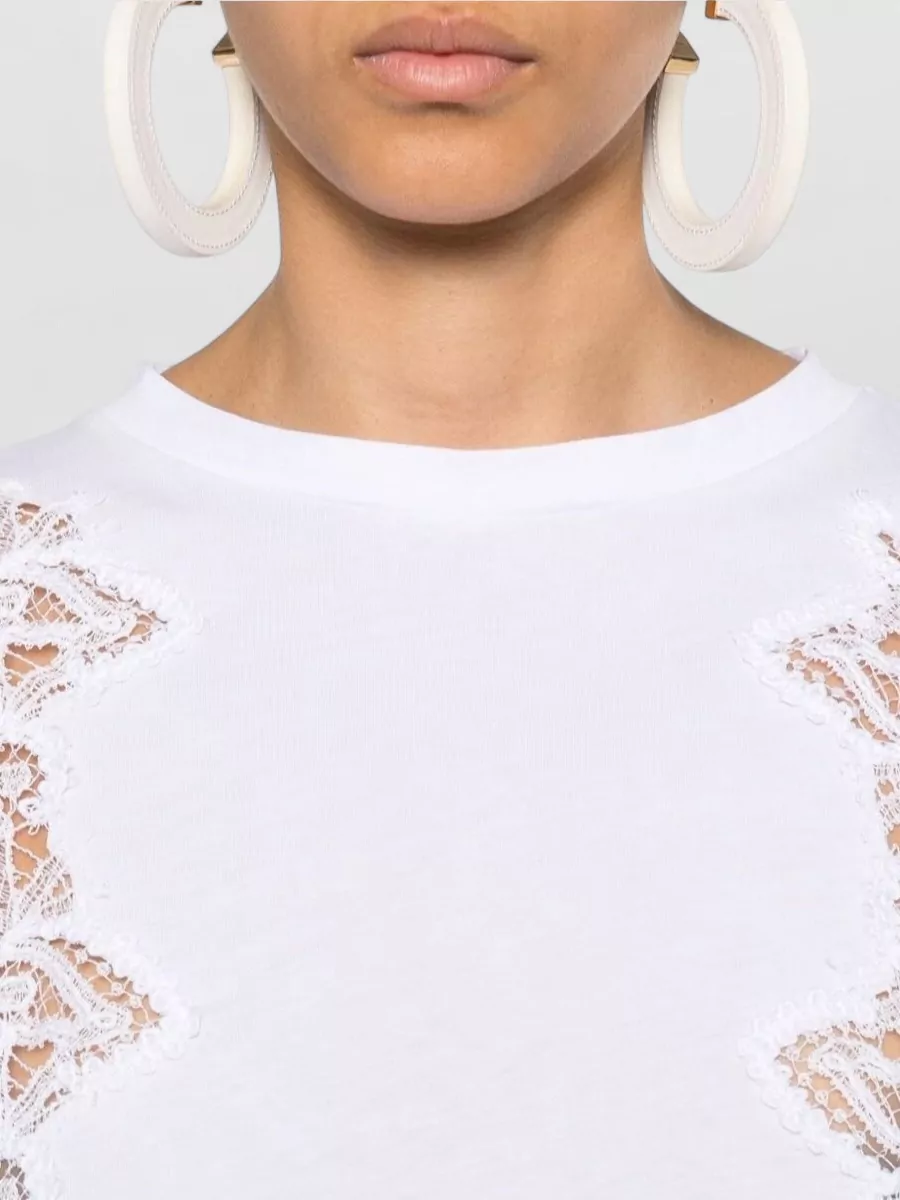 Ermanno Firenze Cotton Semi-Sheer Panel Short-Sleeve T-Shirt