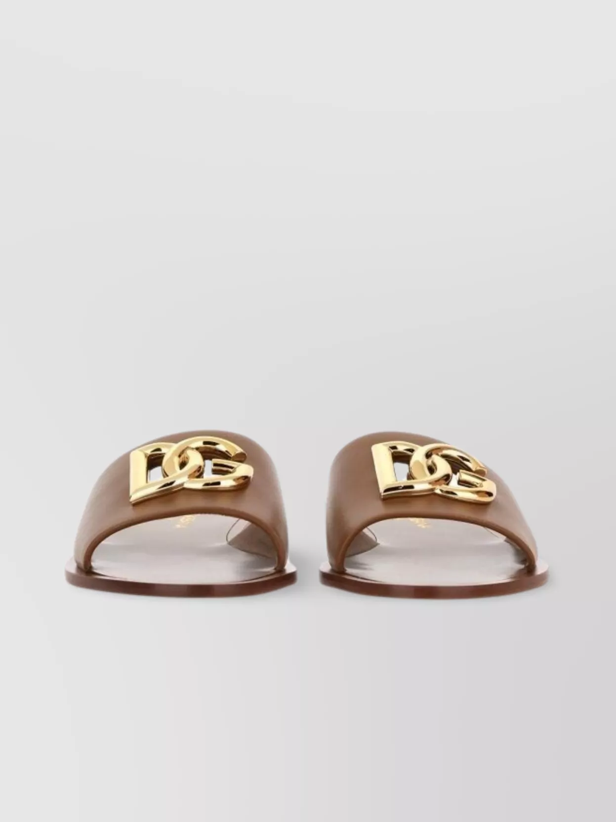 Dolce & Gabbana Slide Sandal With Leather And Gold-tone Hardware