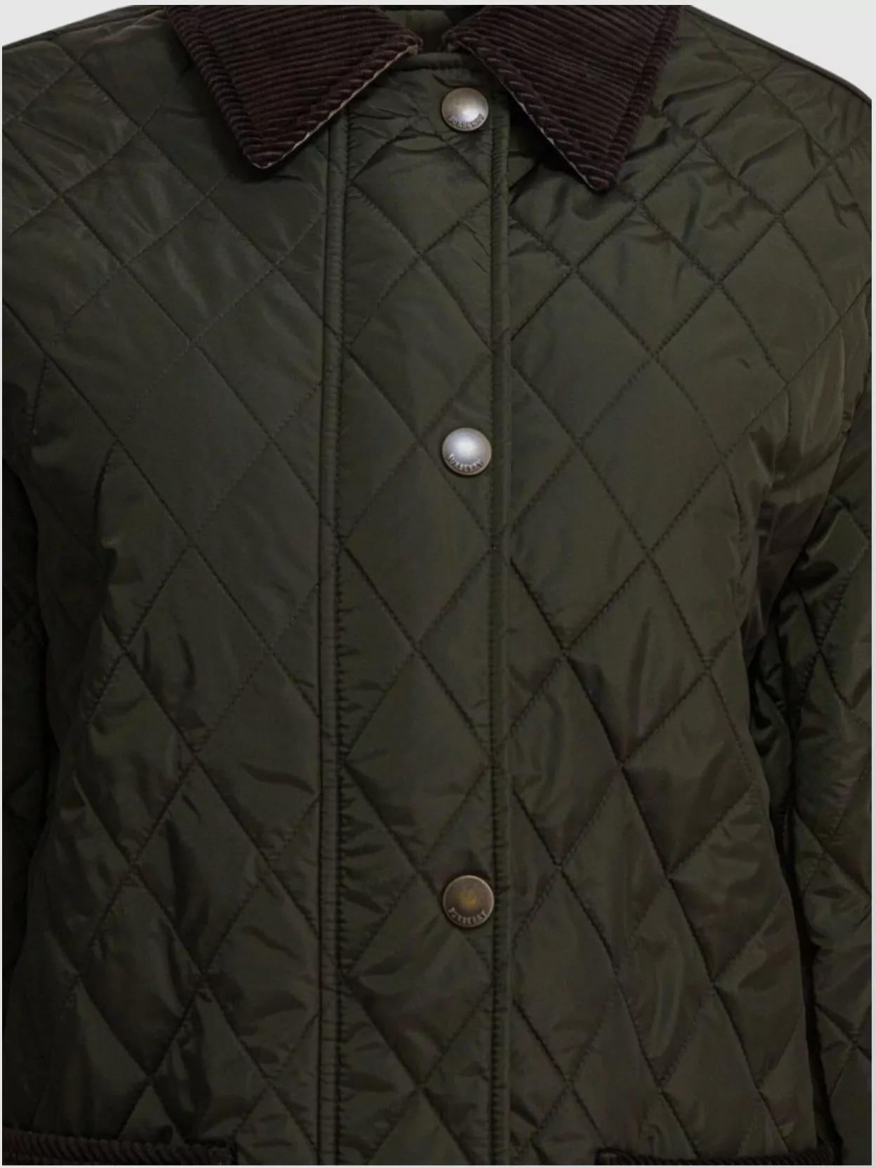 Burberry Quilted Jacket With Corduroy Collar And Pockets In Gray