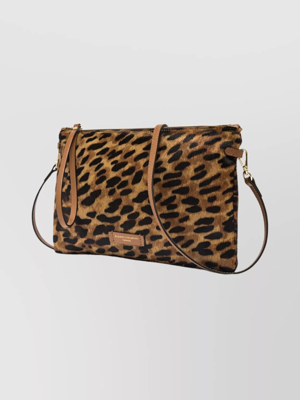 Gianni Chiarini Leopard Print Clutch Bag With Adjustable Strap In Animal Print