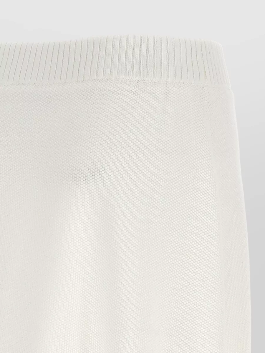 Brunello Cucinelli Piqué-Knit Ribbed-Waist Striped-Hem Mini Skirt