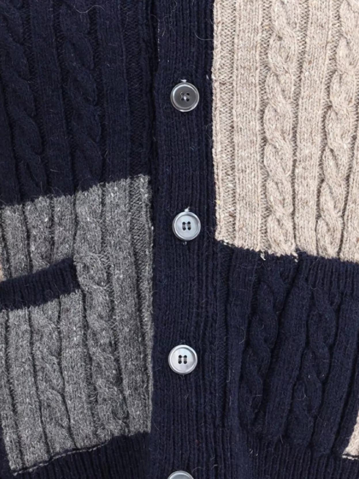 Thom Browne Patchwork Cable Knit Cardigan