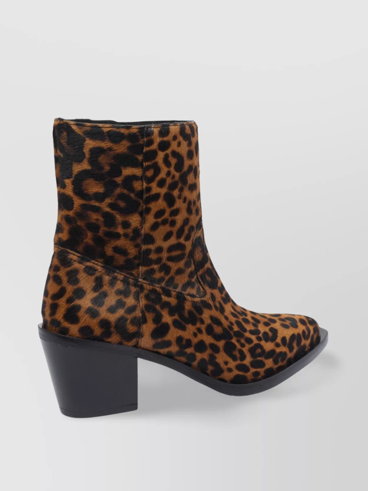Stuart Weitzman Animalier Print Block Heel Pointed Toe Boots In Brown