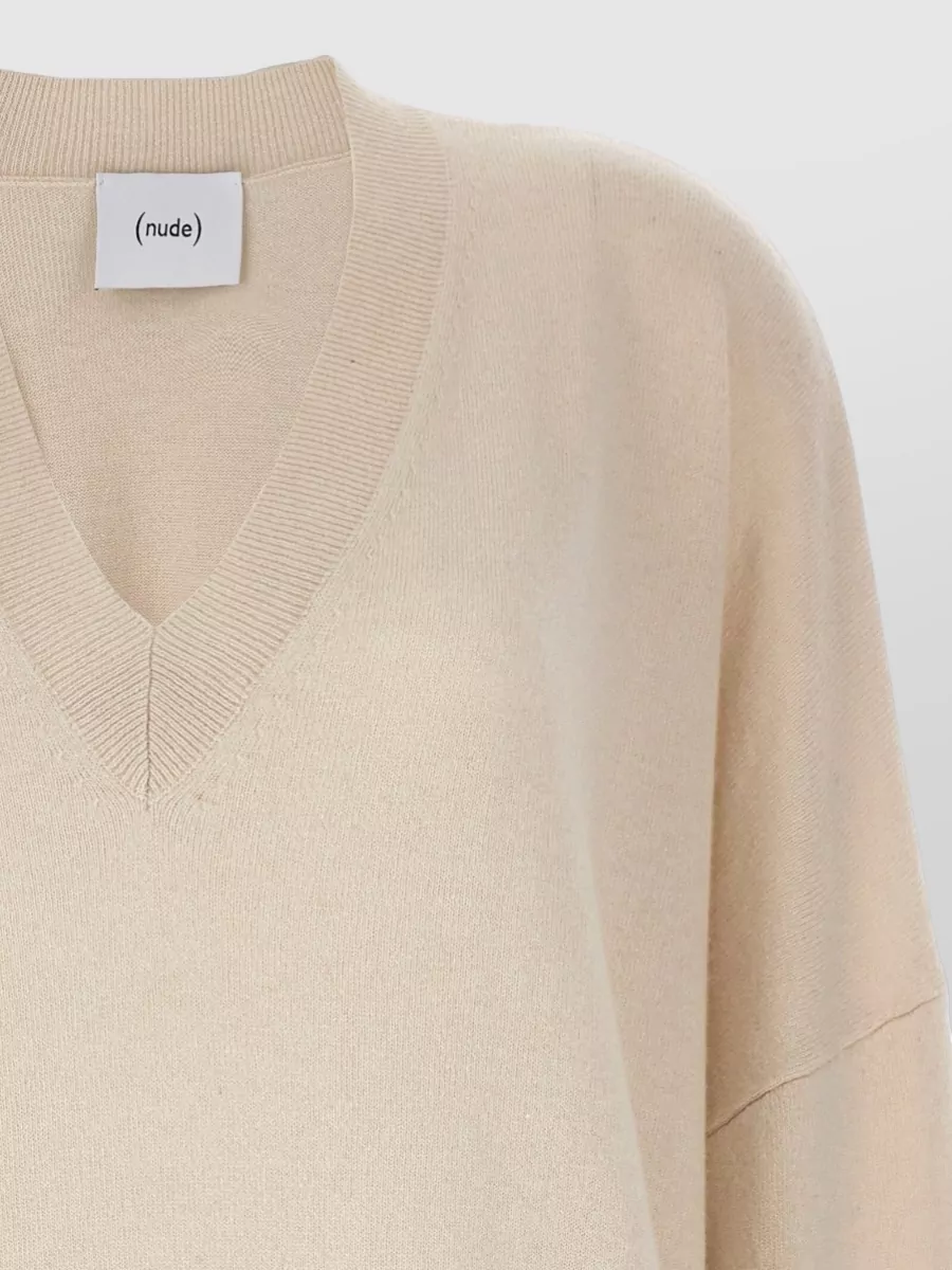 Nude Wool Oversized V-Neck Jumper