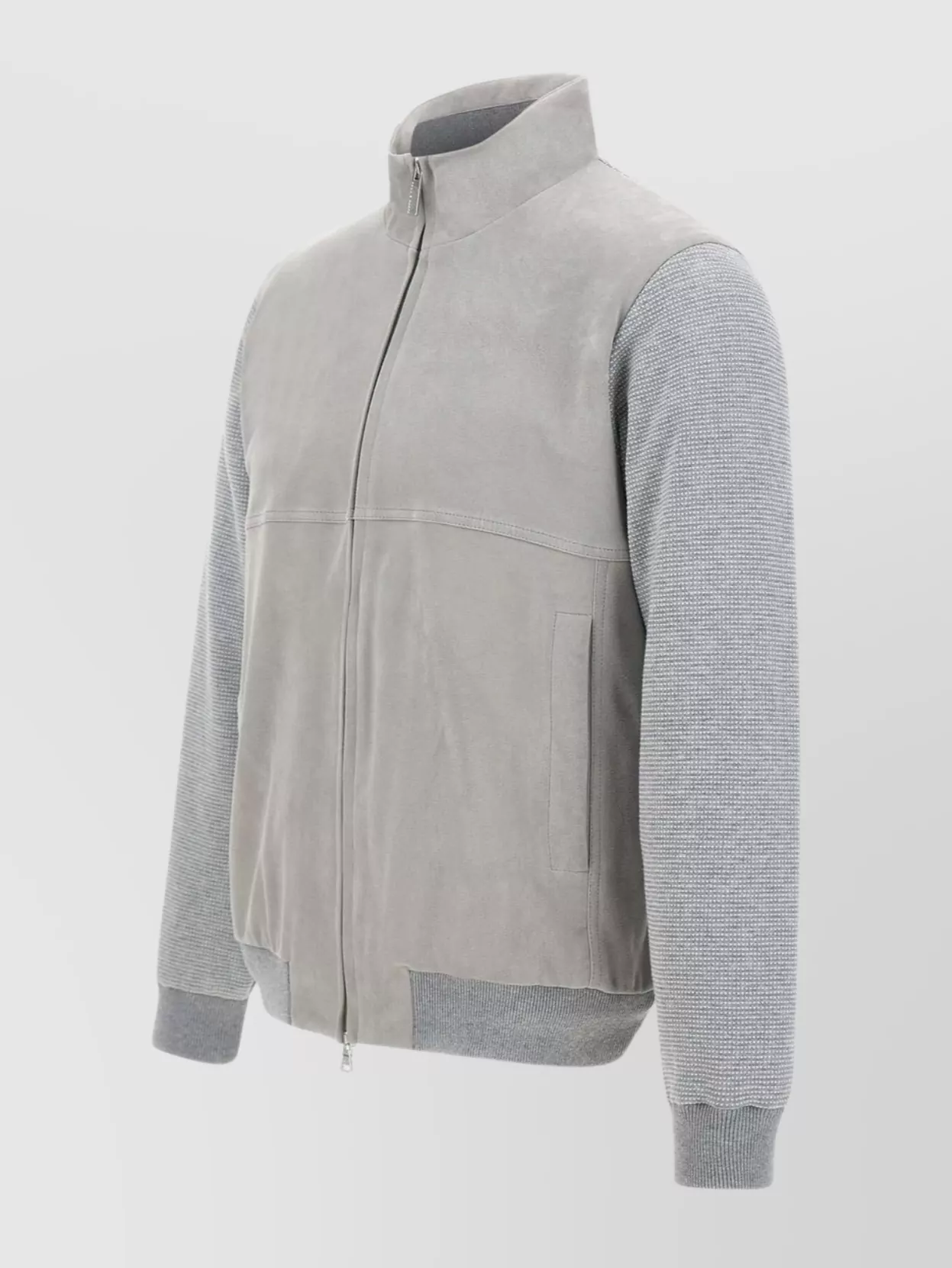 Shop Paul & Shark Hybrid Bomber Jacket In Aqua Leather Suede