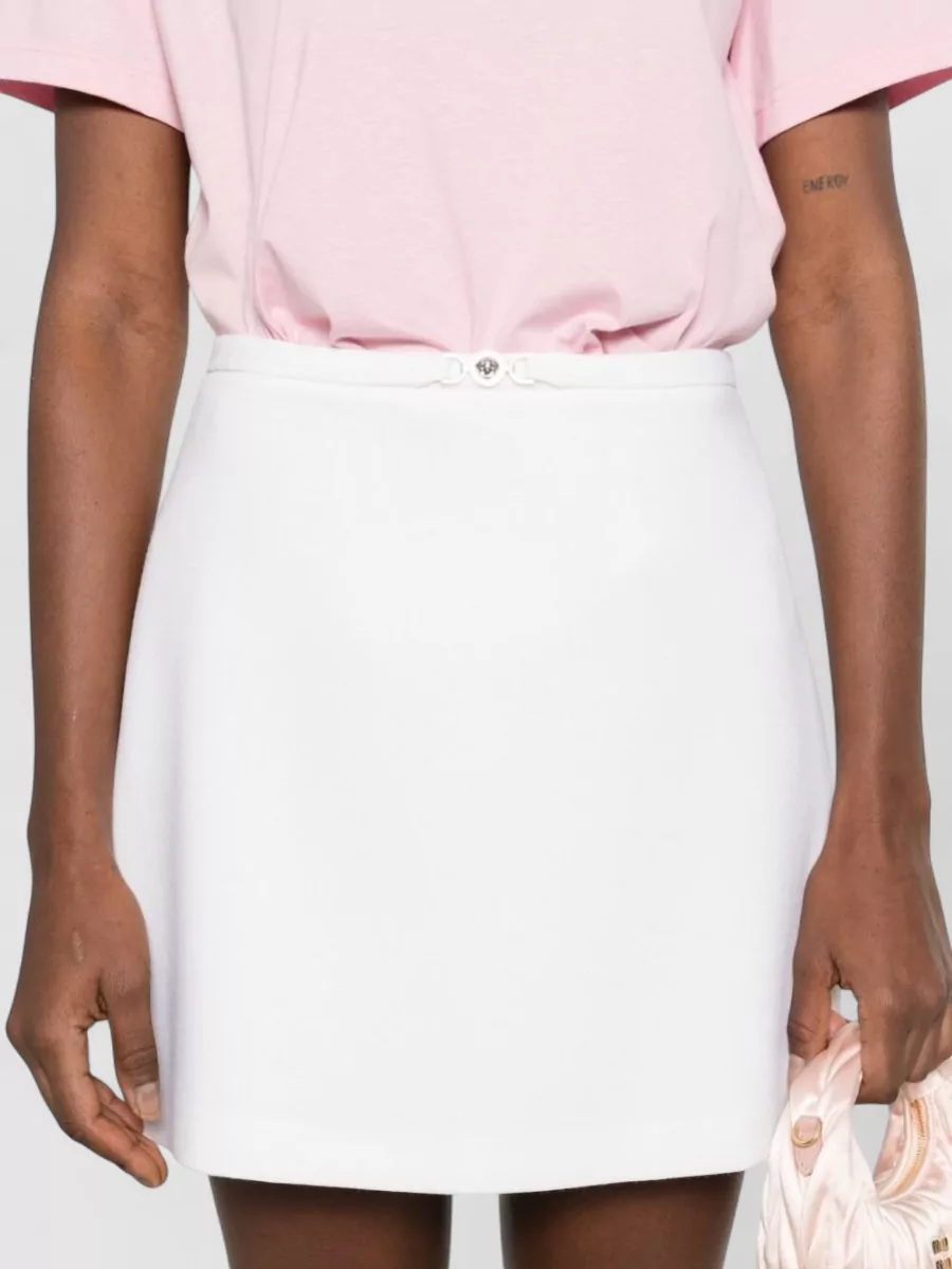 Versace Silk Nylon Mini Skirt Buckle Detail