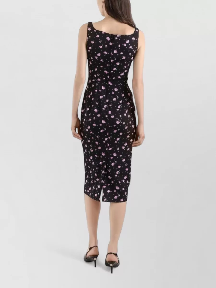 Dolce&Gabbana Silk Floral-Print Midi Sheath Dress