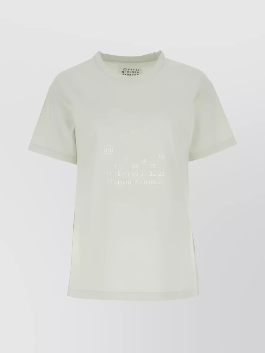 Shop Maison Margiela Logo Print Crew Neck T-shirt With Signature Stitching In White