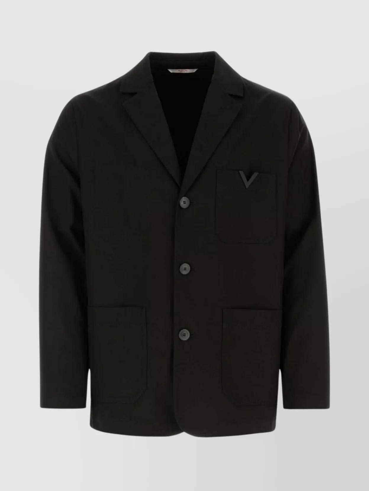 Shop Valentino Canvas Blazer With Structured Shoulders And Patch Pockets