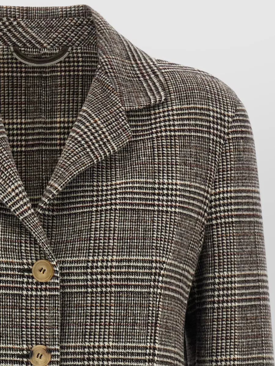 Ermanno Scervino Checked Virgin Wool Cropped Single Breasted Blazer