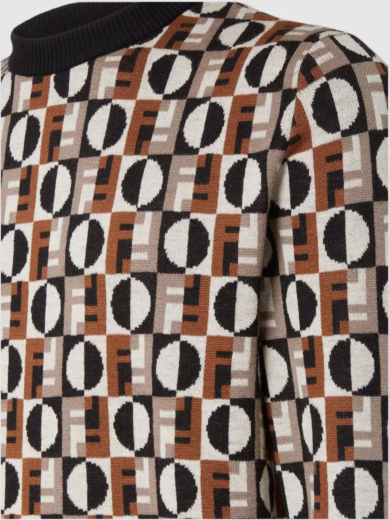 Fendi Crew Neck Sweater Geometric Design In Multi